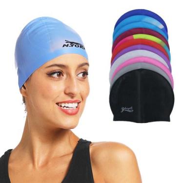 Imagem de Touca para Natação e Hidroginástica Impermeável de Silicone Unissex - 