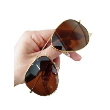 Imagem de Óculos De Sol Aviador Marrom B15 Unissex Lentes De Cristal UV400 - Imp
