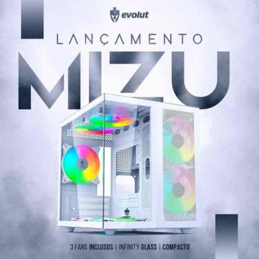 Imagem de Gabinete Gamer Cubo Branco Vidro 3 Coolers  Evolut Mizu Eg-820 S/fonte