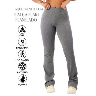 Imagem de Calça Flare Bailarina Flanelada Térmica Antifrio Forrada Em Suplex WOL