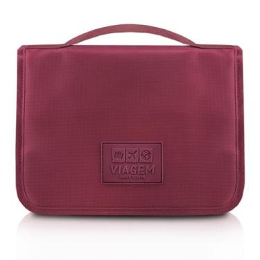 Imagem de Necessaire de Gancho para Viagem Estampa Lisa Jacki Design Vinho