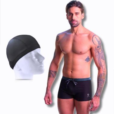 Imagem de Kit Sunga Boxer Masculina Com Touca de Natação Cobre Orelha - SIGMA, P