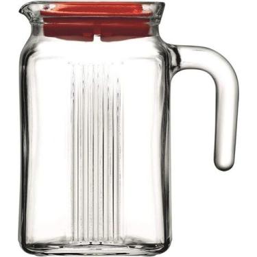 Imagem de Jarra 600ML 14cm Com Tampa Vermelha Frigo em Vidro Pasabahce - Pasabah