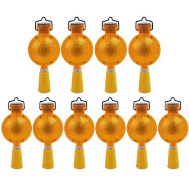 Imagem de Sinalizador Viario Solar Cone Kit 10 Uni Sinalizaçao Segurança Estrada
