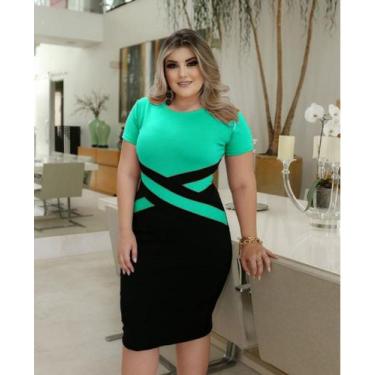 Imagem de Vestido Plus Size Detalhe em X Moda Feminina Evangélica - MISS FLOWER,