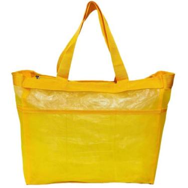 Imagem de Bolsa Feminina de Praia Amarela Pink Grande Piscina Mercado Alça - Lis