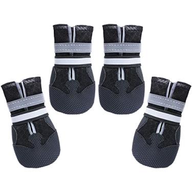 Imagem de Dimicoo Botas de cachorro de malha respirável antiderrapante sola de borracha macia sapatos para uso diário (pacote com 4)
