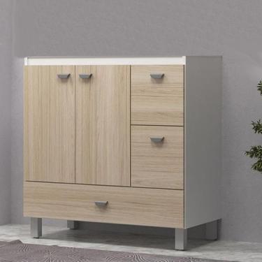 Imagem de Gabinete de Banheiro 80cm sem Lavatório Ref 855 Cewal - Branco/Carvalh