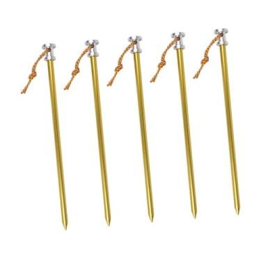 Imagem de Aymzbd 5Pcs Parafuso em Estacas de Tenda Estacas de Solo com Corda, Dourado