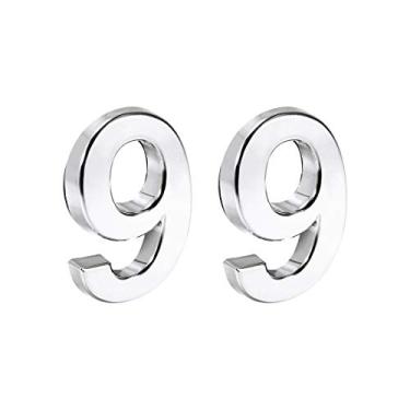 Imagem de uxcell Número de casa autoadesivo 1,38 polegada ABS plástico número 9 para casa hotel caixa de correio sinal tom prata 2 peças