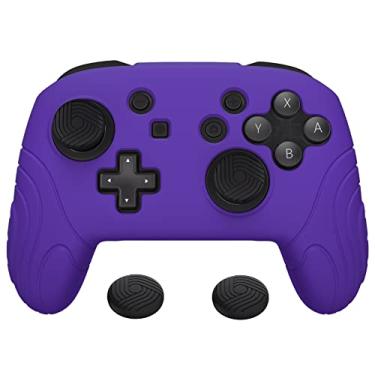 Imagem de PlayVital Samurai Edition Ergonomic Silicone Skin Protective Case for Nintendo Switch Pro Controller, Soft Anti-slip Controller Grip Protector for Nintendo Switch Pro with Thumb Grip Caps - Purple