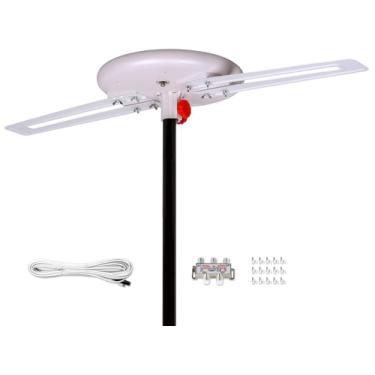 Imagem de Five Star Antena de TV digital HD omnidirecional 2024 atualizada 360 graus, kit de instalação de 4 TVs para sótão ou ao ar livre, resistente a intempéries, suporta ATSC 3.0 e 4K 1080P HD Smart TV VHF