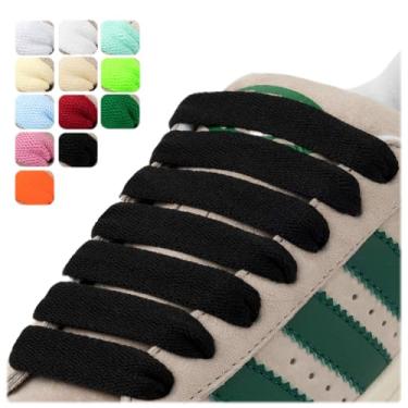 Imagem de 2 pares de cadarços gordos para tênis de 1,5 cm de largura, modernização, cadarço plano de trama apertada para sapatos de skate, Preto, 47Inch(120cm)