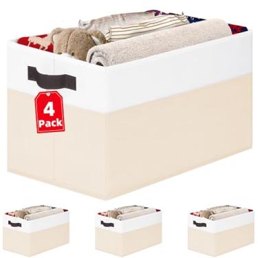 Imagem de Criusia Pacote Com 4 Organizadores De Roupas De Bebê, Cestos De Armazenamento Dobráveis De Tecido Com Alças, Cestos De Armazenamento Inodoros Para Roupas De Brinquedo, Berçário, Quarto De Crianças, Sa