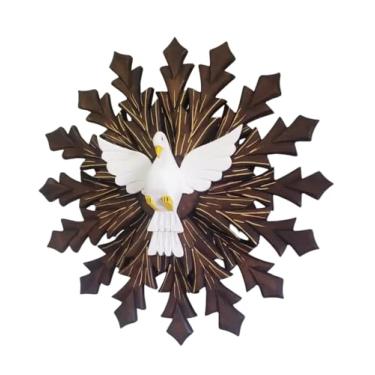 Imagem de Lindo Divino Espírito Santo Resplendor em Madeira 56 cm Raios duplos