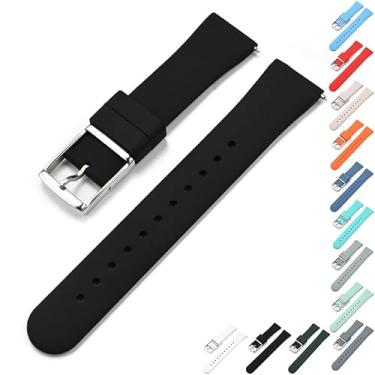Imagem de Pulseira de silicone de liberação rápida de 18 mm, 20 mm, 22 mm, pulseira de borracha para relógios Samsung Galaxy, pulseiras de substituição com fivela prata para relógios inteligentes, pulseiras de