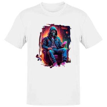 Imagem de Camiseta Unissex Caveira neon no sofa - Alearts, GG