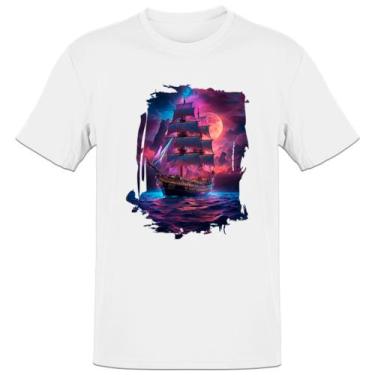 Imagem de Camiseta Unissex Navio pirata noite purpura - Alearts, G