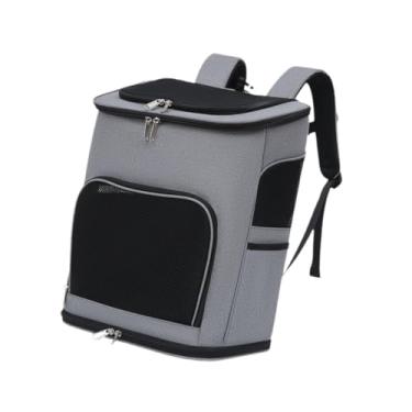 Imagem de Bothyi Gato mochila transportadora leve fecho de zíper superior pet transportando mochila respirável oxford para caminhadas viagem pesca acampamento, Cinza