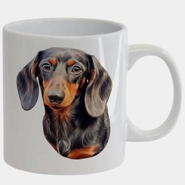 Imagem de CANECA PORCELANA BRANCA - 325ml - DACHSHUND FOFO LINDO