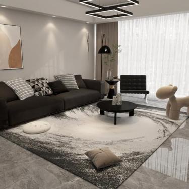 Imagem de Tapete artístico cinza marrom minimalista abstrato linha decorativa tapete grande sala de estar tapetes quarto fácil de limpar cabeceira tapete, AX021, B, 200X200CM