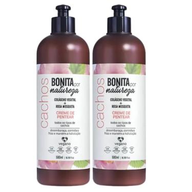 Imagem de Kit 2 Creme De Pentear Bonita Por Natureza Cachos Anti Frizz Colageno Vegano Yenzah 500ml