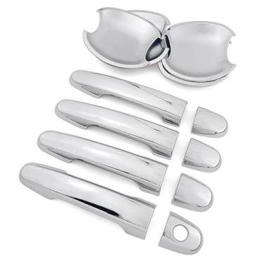 Imagem de Dakitita Acabamento cromado da tampa da maçaneta e tampa da tigela da porta para Toyota Corolla 2003-2012 Camry 2002-2006 RAV4 2001-2012 Highlander 2001-2007 Acessórios Decoração Exterior (1