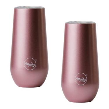 Imagem de Kit 2 Copo Térmico Taça Espumante Champagne Inox 150ml Rose Gold - Mok