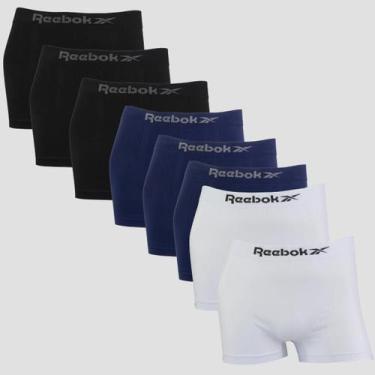 Imagem de Kit 8 Cuecas Boxer Reebok Masculina Microfibra Premium Lisa, 3 preto, 