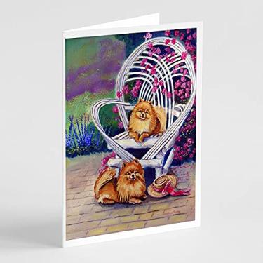 Imagem de Caroline's Treasures 7176GCA7P Cartões de felicitações e envelopes vermelhos da Pomerânia, pacote com 8, 7 x 5, multicolorido