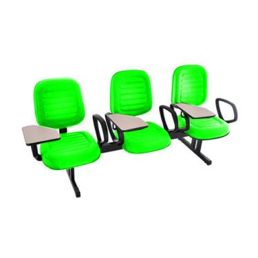 Imagem de Cadeira Escolar Universitária em Longarina com prancheta para Escolas e FaculdadesLinha Blenda Verde