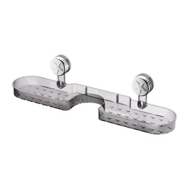 Imagem de WeiLaiKeQi Caixa de berra de ventosa Caixa de armazenamento de armazenamento de banheiro prateleira de prateleira de higiene helforl titular de prateleira de, Cinza Claro