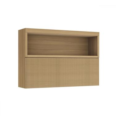 Imagem de Armário Aéreo Cozinha 120 Cm Marquesa 1 Porta Ripado 100% Mdf Nature - Nesher