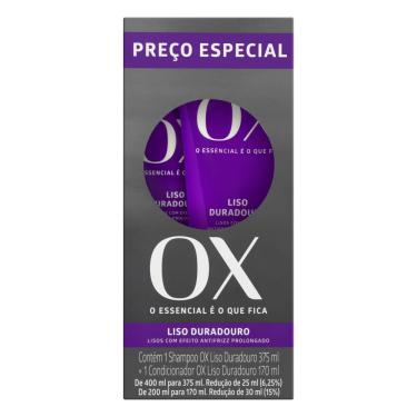 Imagem de Kit shampoo 375ML + condicionador 170ML ox cosméticos liso duradouro