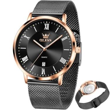 Imagem de OLEVS Relógios de pulso masculinos dourados analógicos de quartzo para dia e data, aço inoxidável, clássico, luxuoso, luminoso, à prova d'água, casual, masculino, relógio de ouro rosa masculino 23