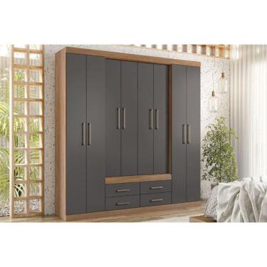 Imagem de Guarda Roupa Casal 8 Portas E 4 Gavetas Jatoba-grafitte