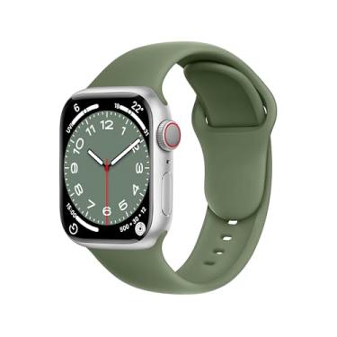 Imagem de DONEGANI Pulseira esportiva feminina C1D Ultra 2 de 49 mm, série 10 de 46 mm, 9, 8, 7, 45 mm e 41 mm, SE 6, 5, 4, 44 mm e 40 mm, 3 2 1 42 mm e 38 mm iWatch, pulseira de silicone verde-oliva