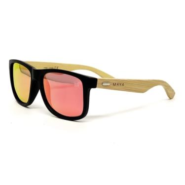 Imagem de Óculos De Sol Quadrado Bambu Premium Maya Classic Original (Fire Espelhado)