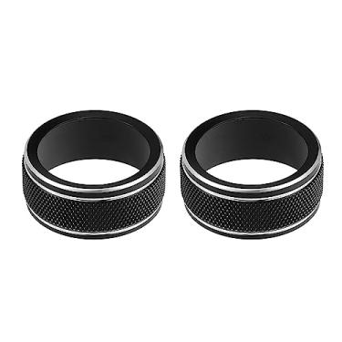 Imagem de VekAuto 2 peças de anéis de botão de controle climático AC compatíveis com Toyota Camry 2021-2023, acabamento de capa de anel de ar condicionado interno de liga de alumínio durável preto