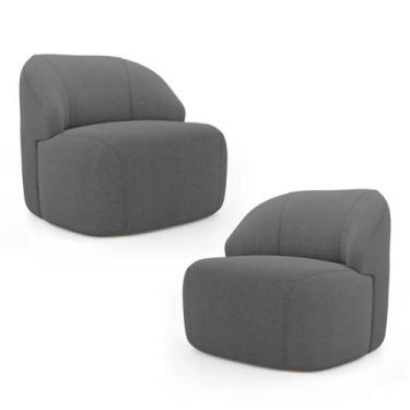 Imagem de Kit 2 Poltronas Organica Decorativa Eloa Boucle Cinza - Londrilar - LM