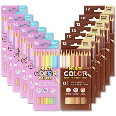 Imagem de Lapis de cor Tons de Pele + tons pastel Multicolor kit 12 cx - Multi C