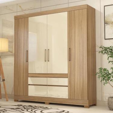 Imagem de Guarda Roupa Casal 4 Portas e 4 Gavetas Florida - Demóbile, Amêndola T