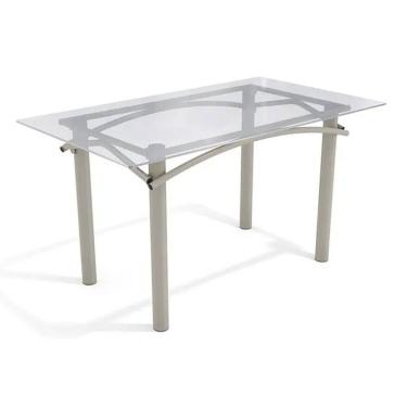 Imagem de Mesa p/ Cozinha Elba c/ Tampo de Vidro 140cm Niquel - Kappesberg