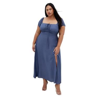 Imagem de City Chic Vestido feminino plus size - Abbigail Split Maxi, Azul nebuloso, 52
