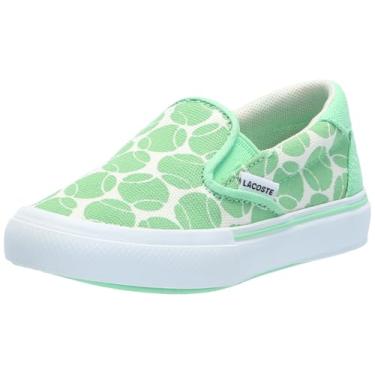 Imagem de Lacoste Jump Serve infantil sem cadarço, Bola de tênis sem cadarço verde/branca, 1 Big Kid