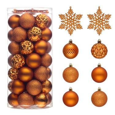 Imagem de Valery Madelyn Conjunto de enfeites de árvore de Natal para o Dia de Ação de Graças, 50 quilates, 5 cm, laranja, inquebrável, enfeites de bola de Natal pendurados, decoração de festa de Natal