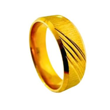 Imagem de Aliança União Ouro 18k Riscos 6mm Tungstenio Tradicional Anatomica - A