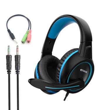 Imagem de ETWAR Fone de ouvido B3 Gaming para Nintendo Switch, Xbox One, PS4, Mega Bass Surround e Cancelamento de Ruído 3,5 mm Jack Over Ear Fones de ouvido com microfone para laptop, PC, Smartphones Azul