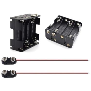 Imagem de SDTC Tech 2 conjuntos de suporte de bateria AA 8X 1,5V e kit de conector de encaixe tipo I caixa de bateria de plástico espesso de 12 volts