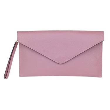 Imagem de Girly HandBags Bolsa clutch feminina de couro legítimo italiano, Rosa escuro, W 31, H 17, D 2 cm (W 12, H 7, D 1 inches)
